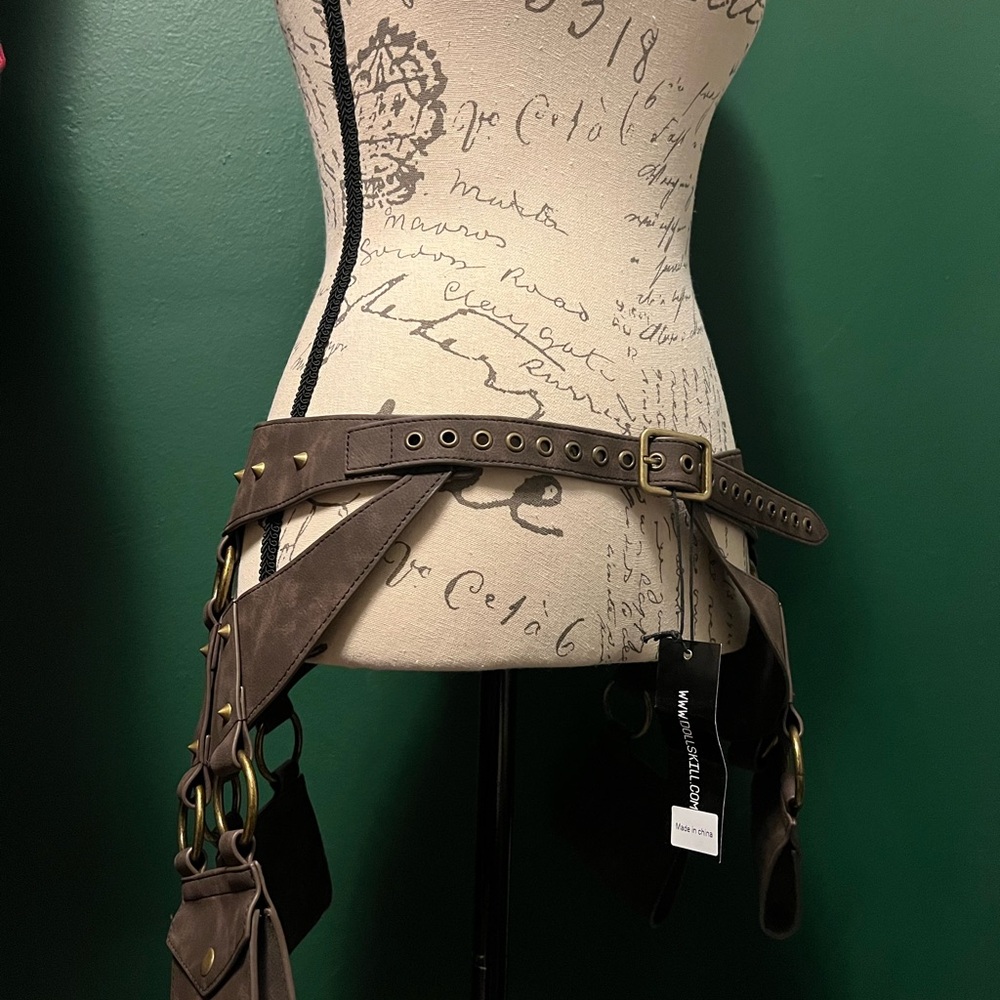 Dolls Kill Brown Belt with Gold Accents